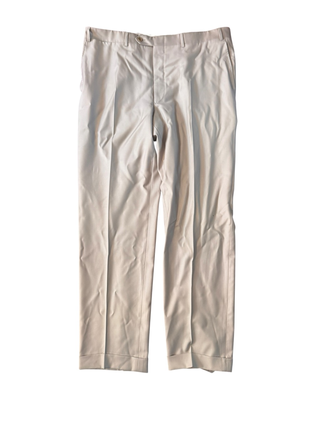 Canali Mens Beige Tan 100% Wool Dress Pants Trousers Slacks Flat Front Italy 38